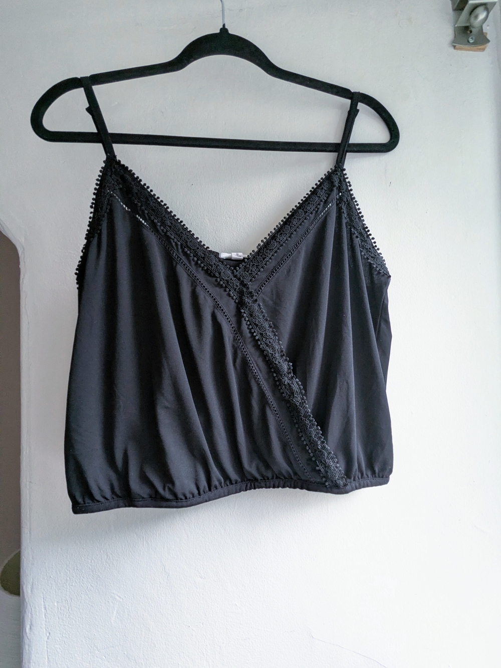 Black Lace-Trim Wrap Cami